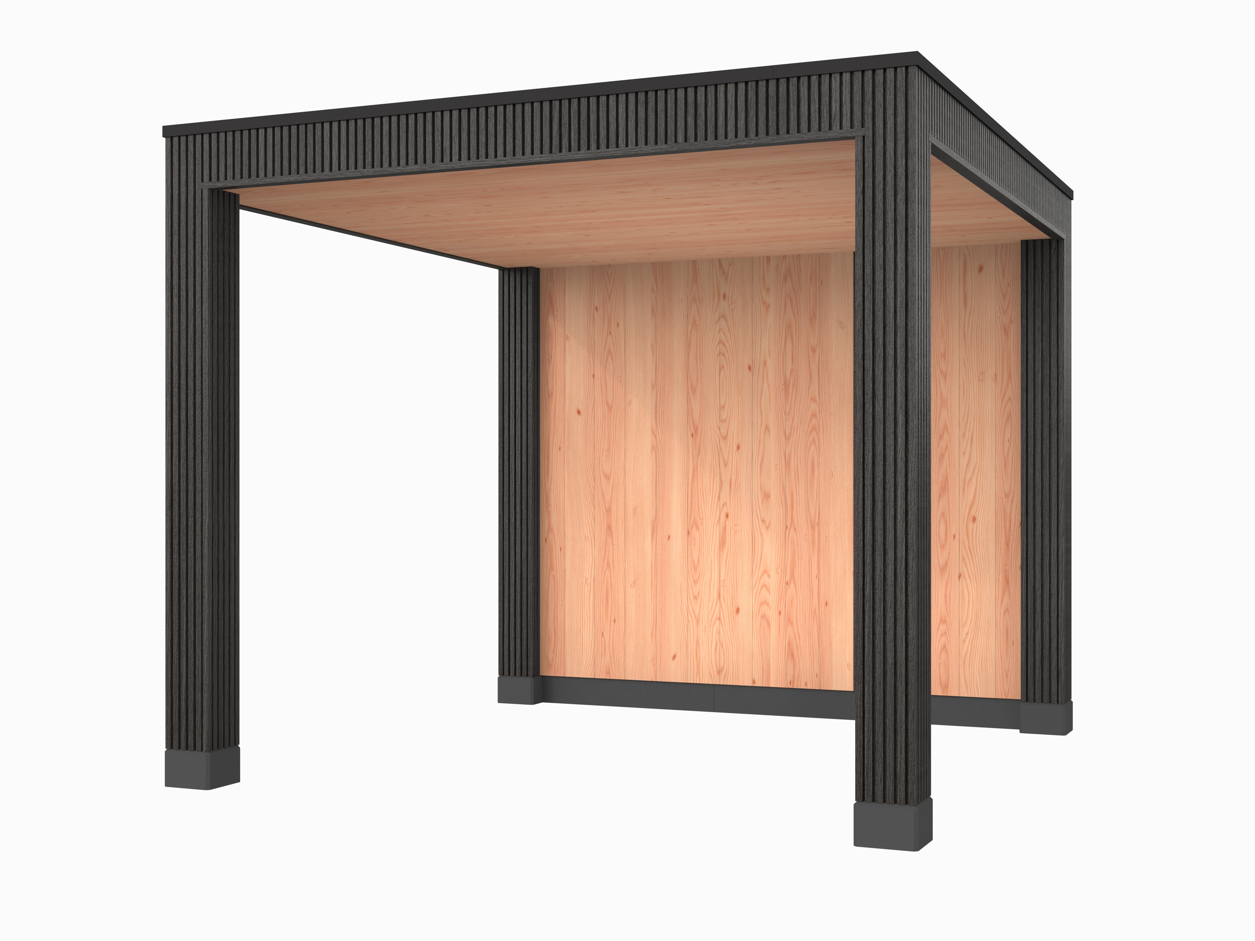 Douglas overkapping, 300 x 300, met achterwand, Westwood Rhombus Zwart - Afbeelding 1